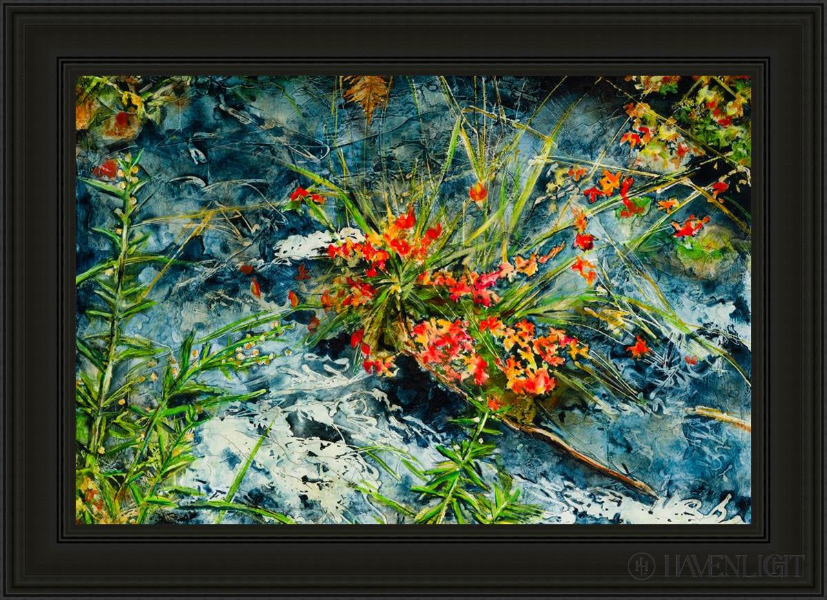 Cascade Flowers Open Edition Canvas / 36 X 24 Black 43 3/4 31 Art