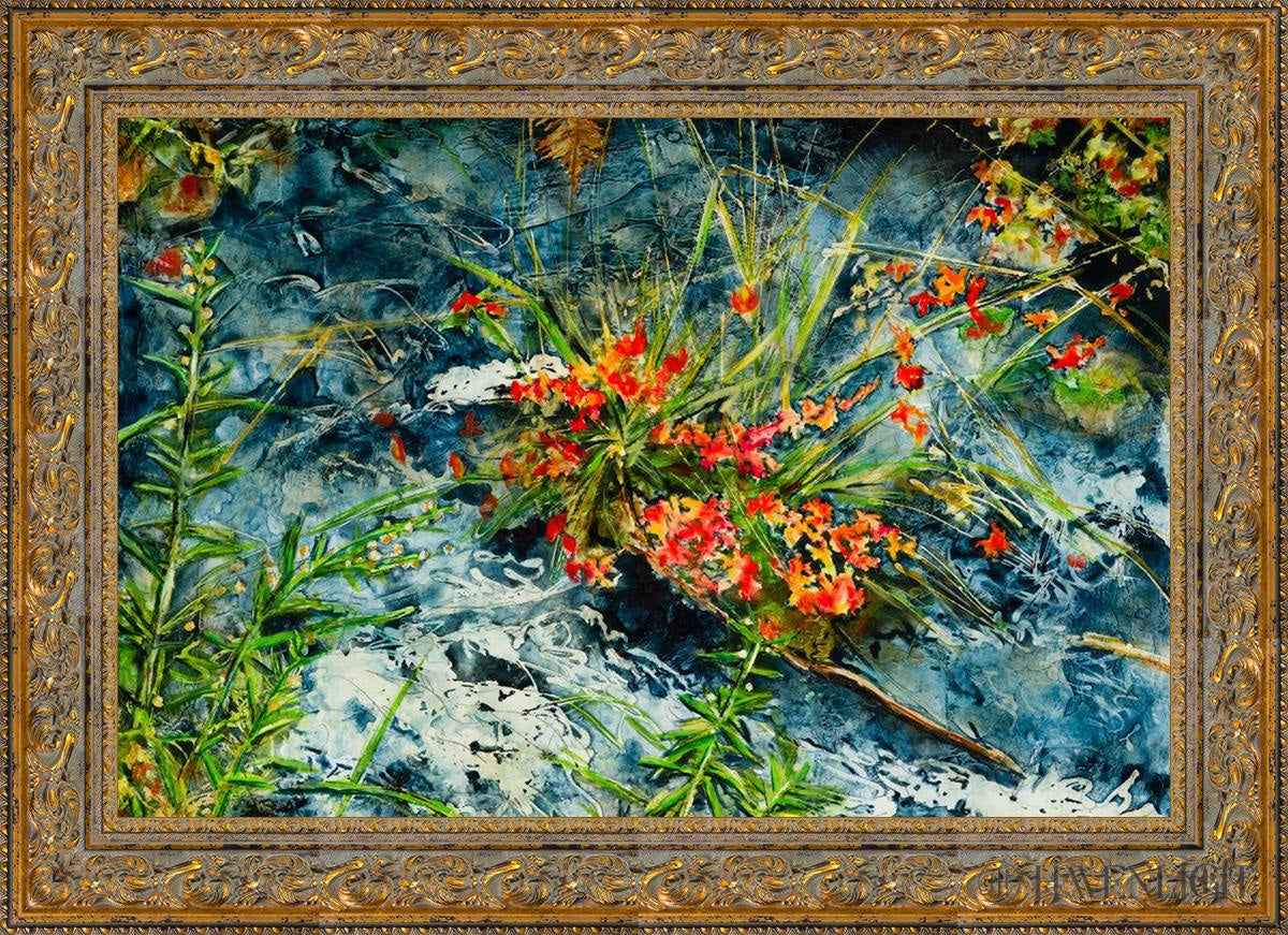 Cascade Flowers Open Edition Canvas / 36 X 24 Gold 43 3/4 31 Art