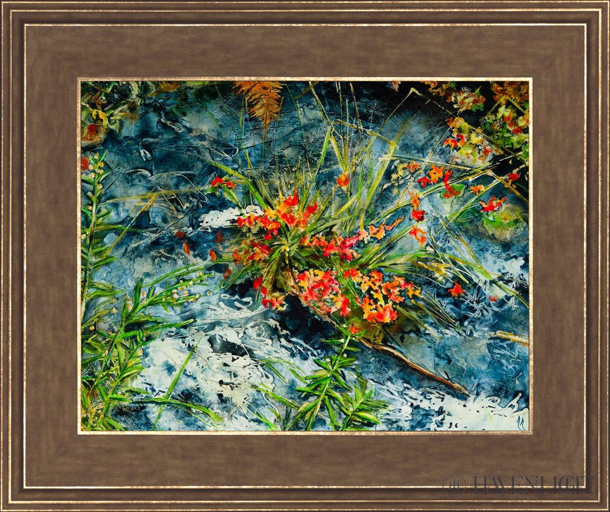 Cascade Flowers Open Edition Print / 14 X 11 Gold 18 3/4 15 Art