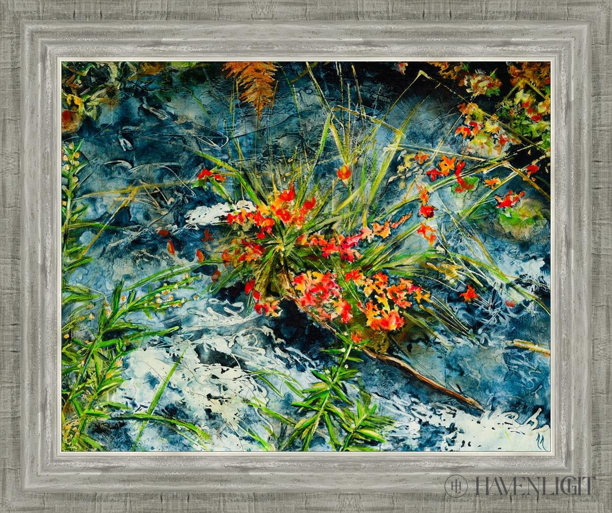 Cascade Flowers Open Edition Print / 20 X 16 Silver 24 3/4 Art
