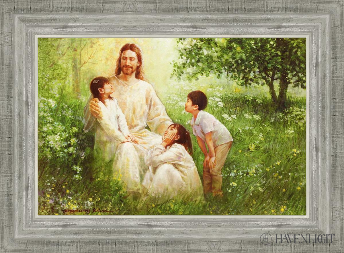 Christ With Asian Children Open Edition Canvas / 18 X 12 Silver 22 3/4 16 Art