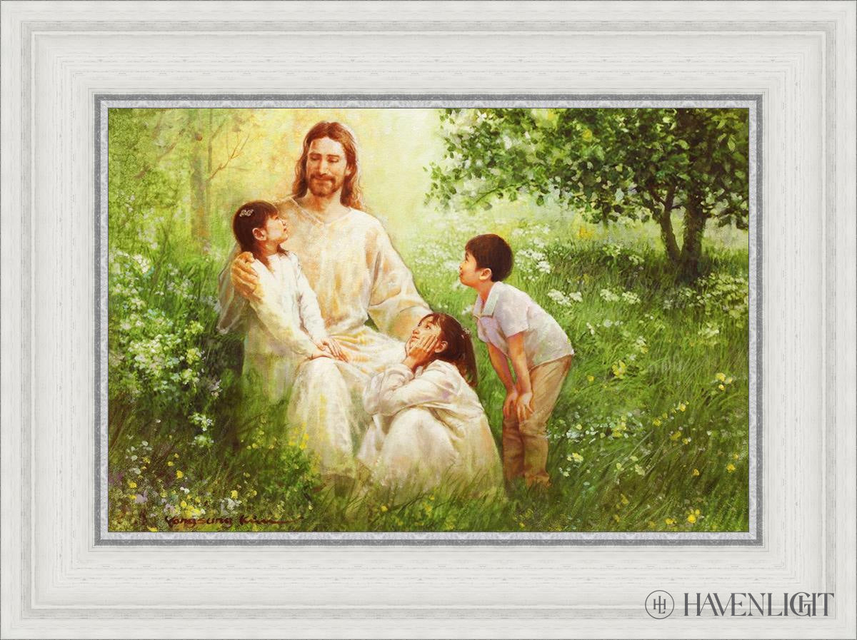 Christ With Asian Children Open Edition Canvas / 18 X 12 White 23 3/4 17 Art