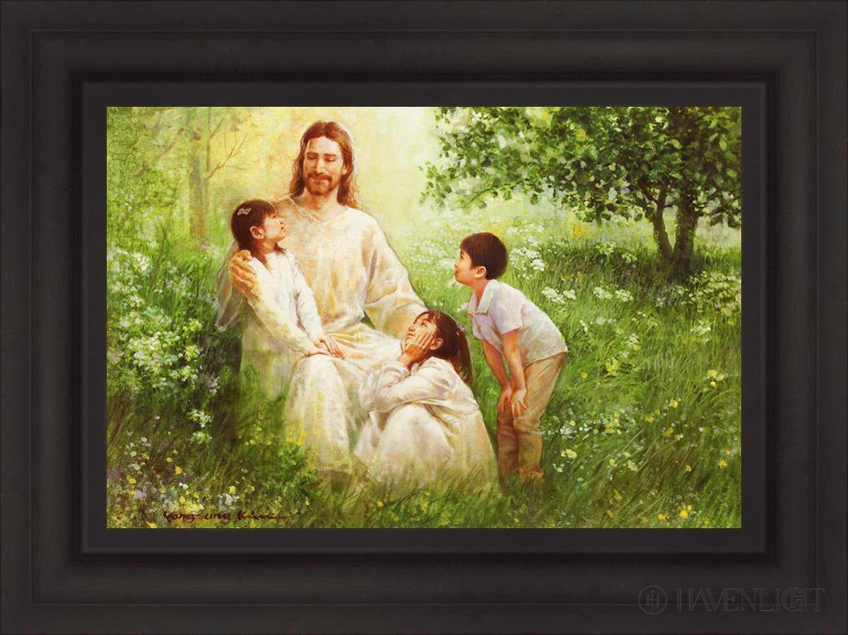 Christ With Asian Children Open Edition Canvas / 24 X 16 Brown 31 3/4 23 Art