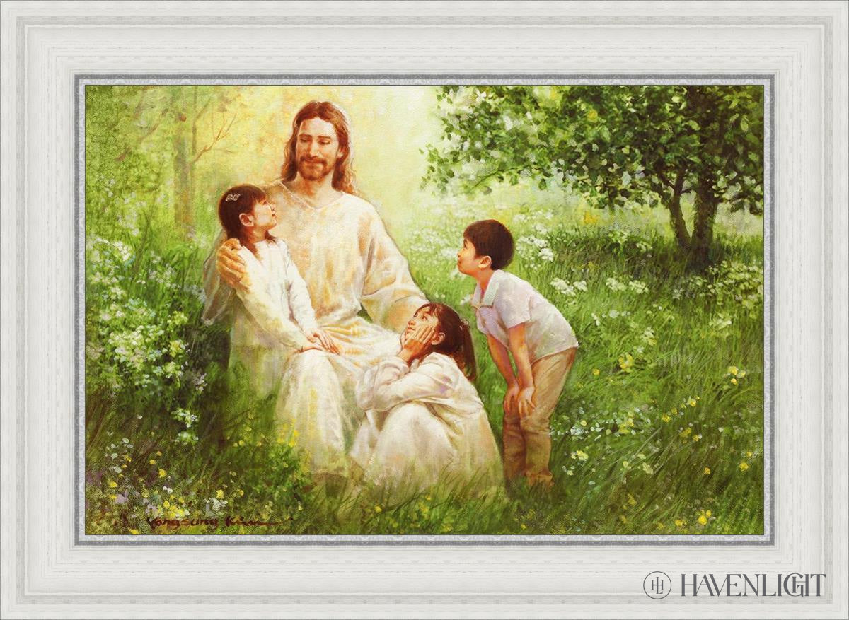 Christ With Asian Children Open Edition Canvas / 24 X 16 White 29 3/4 21 Art