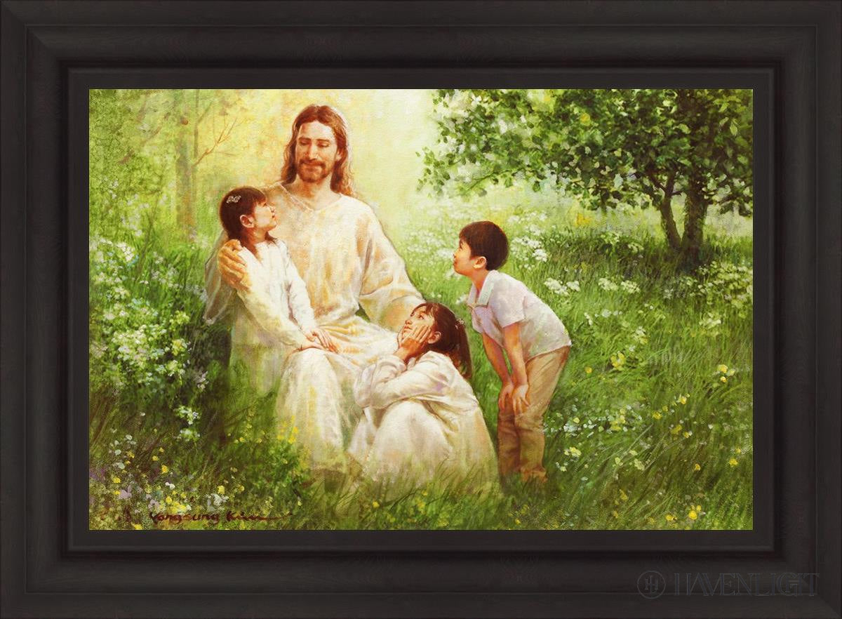 Christ With Asian Children Open Edition Canvas / 30 X 20 Brown 37 3/4 27 Art