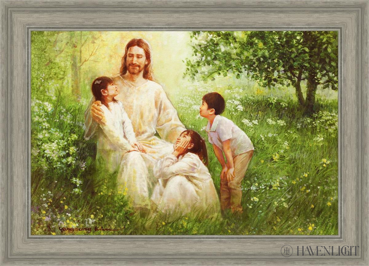 Christ With Asian Children Open Edition Canvas / 30 X 20 Gray 35 3/4 25 Art