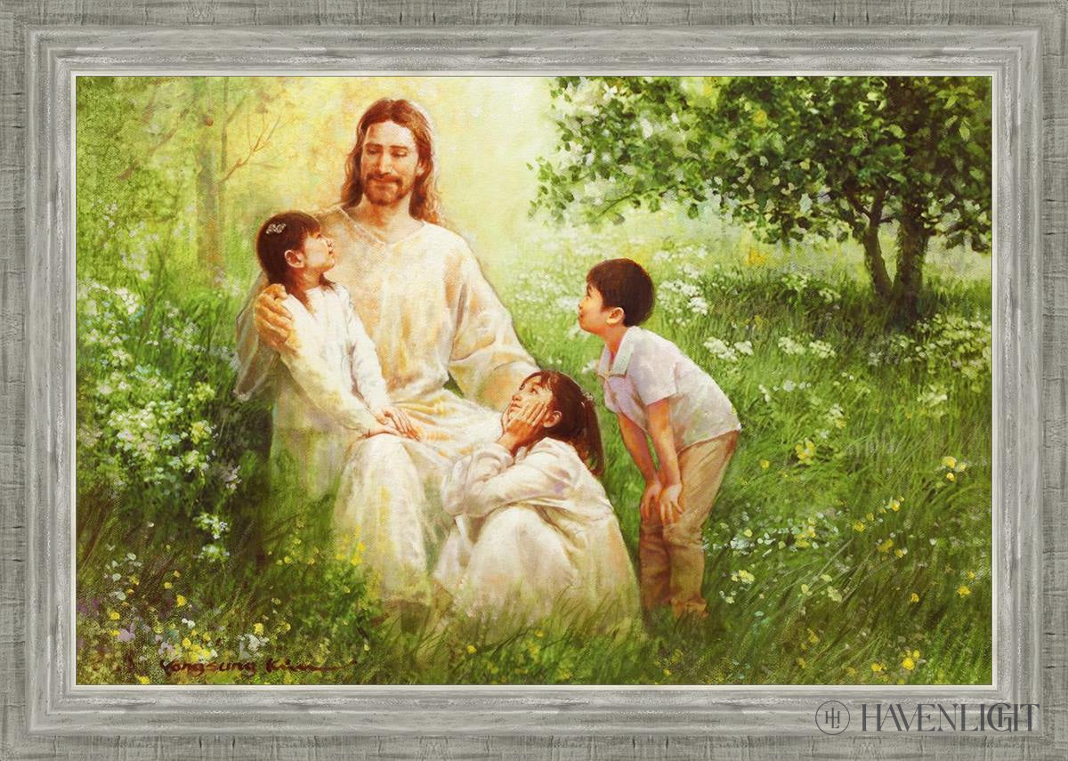 Christ With Asian Children Open Edition Canvas / 30 X 20 Silver 34 3/4 24 Art