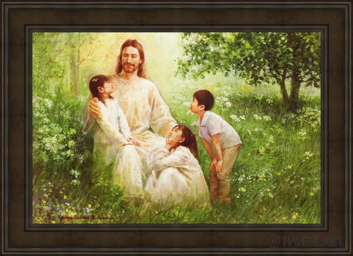 Christ With Asian Children Open Edition Canvas / 36 X 24 Brown 43 3/4 31 Art