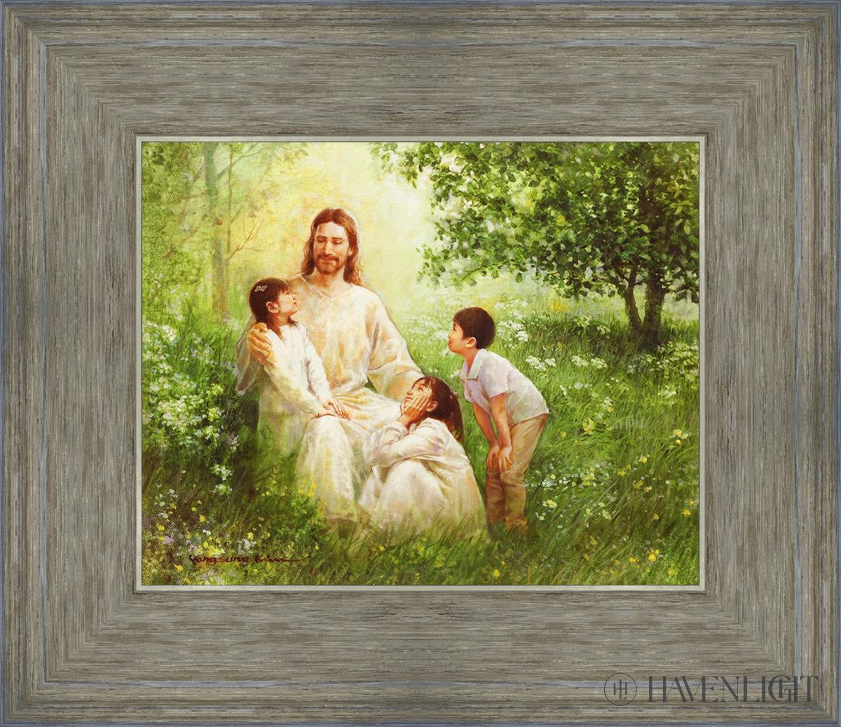 Christ With Asian Children Open Edition Print / 10 X 8 Gray 14 3/4 12 Art