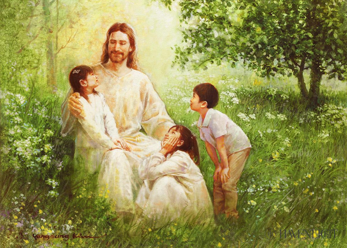 Christ With Asian Children Open Edition Print / 7 X 5 Only Art