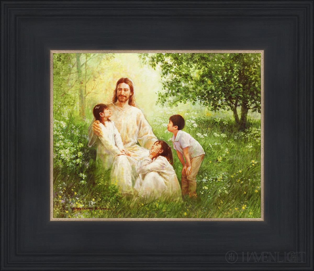 Christ With Asian Children Open Edition Print / 10 X 8 Black 14 3/4 12 Art