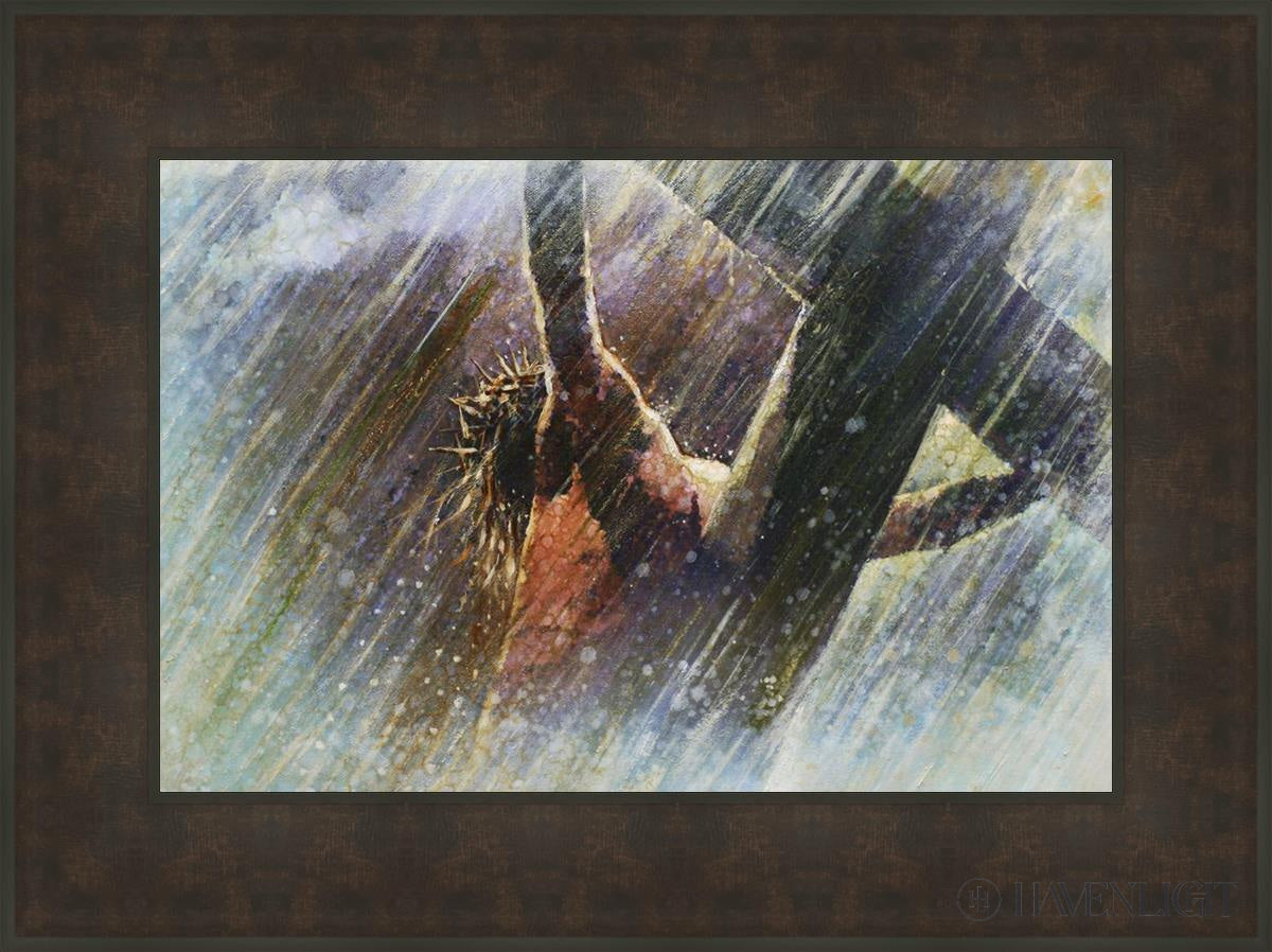 Crucifixion Open Edition Canvas / 24 X 16 Bronze Frame 31 3/4 23 Art