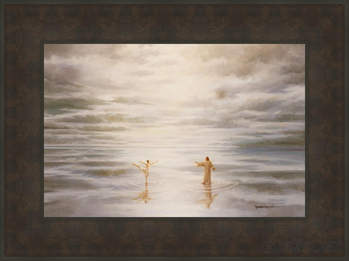 Dancing On Water Open Edition Canvas / 24 X 16 Bronze Frame 31 3/4 23 Art