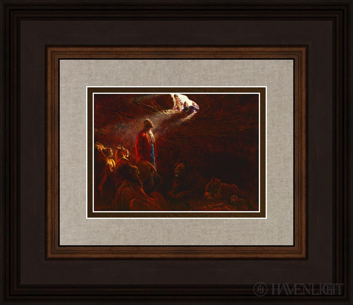 Daniel And The Lions Den Open Edition Print / 7 X 5 Brown 14 3/4 12 Art