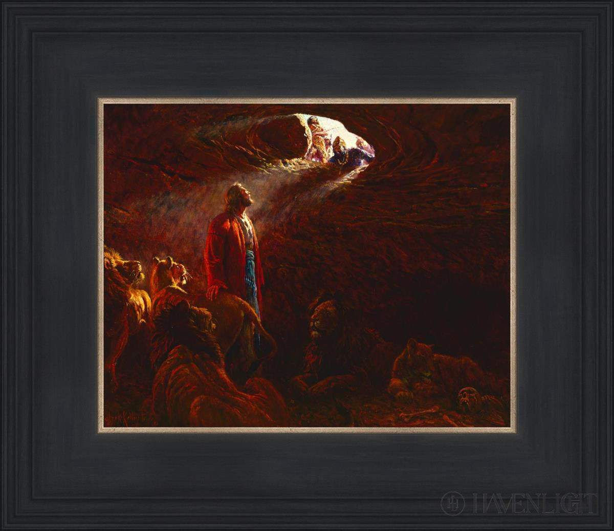 Daniel And The Lions Den Open Edition Print / 10 X 8 Black 14 3/4 12 Art