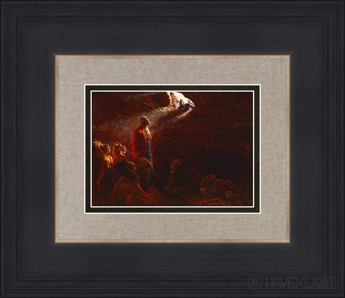 Daniel And The Lions Den Open Edition Print / 7 X 5 Black 14 3/4 12 Art