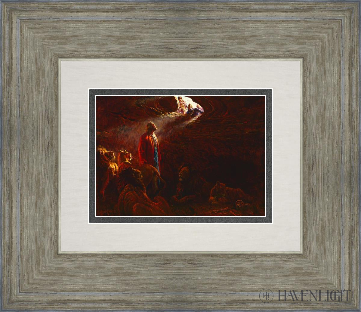 Daniel And The Lions Den Open Edition Print / 7 X 5 Gray 14 3/4 12 Art