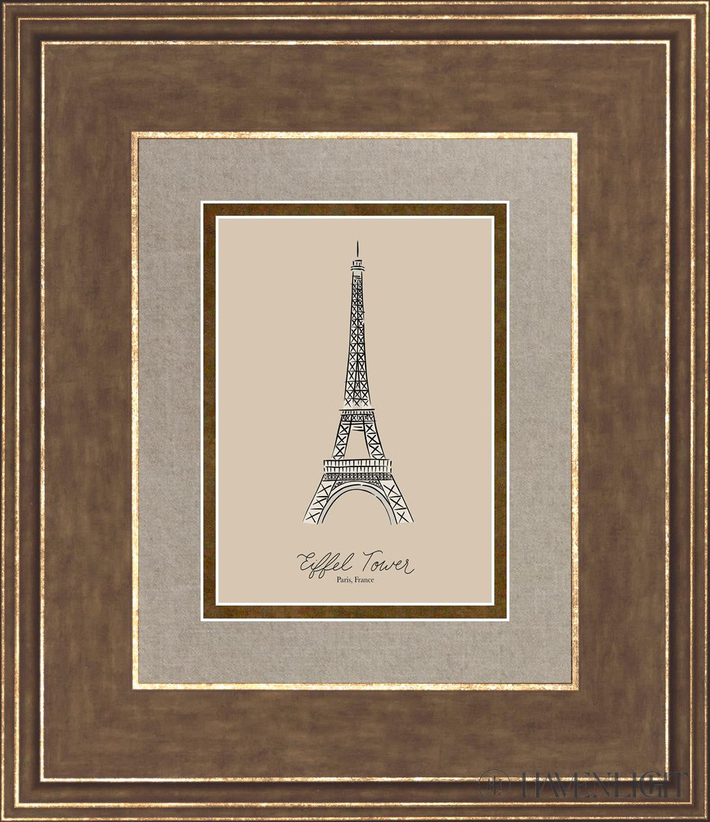 Eiffel Tower Open Edition Print / 5 X 7 Gold 12 3/4 14 Art