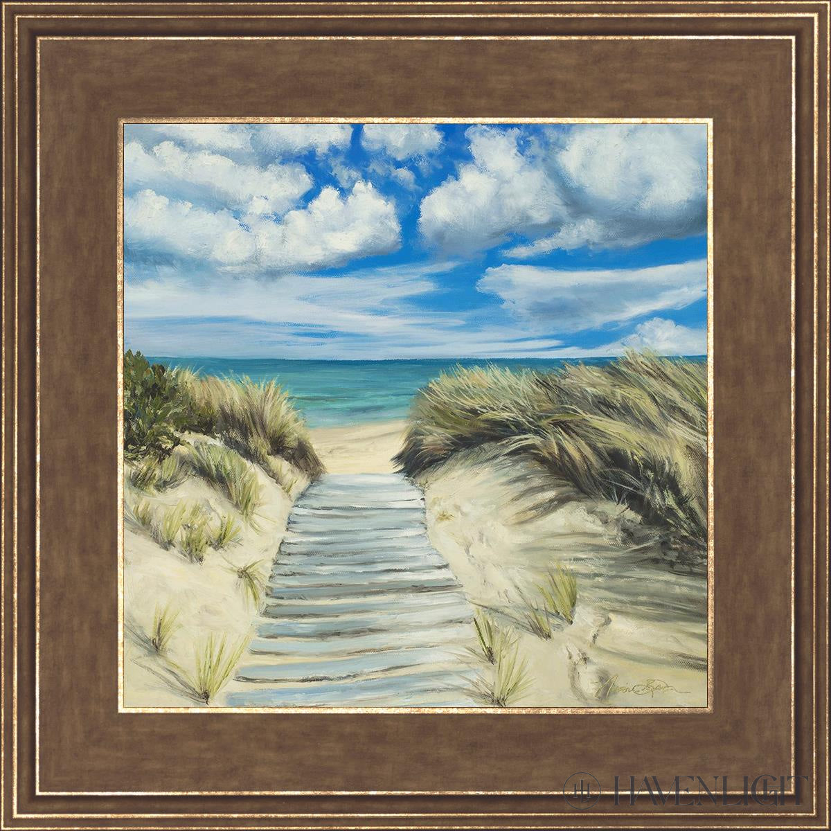 Enjoy The Beauty On Your Broken Path Seashore Open Edition Print / 12 X Gold 16 3/4 Art