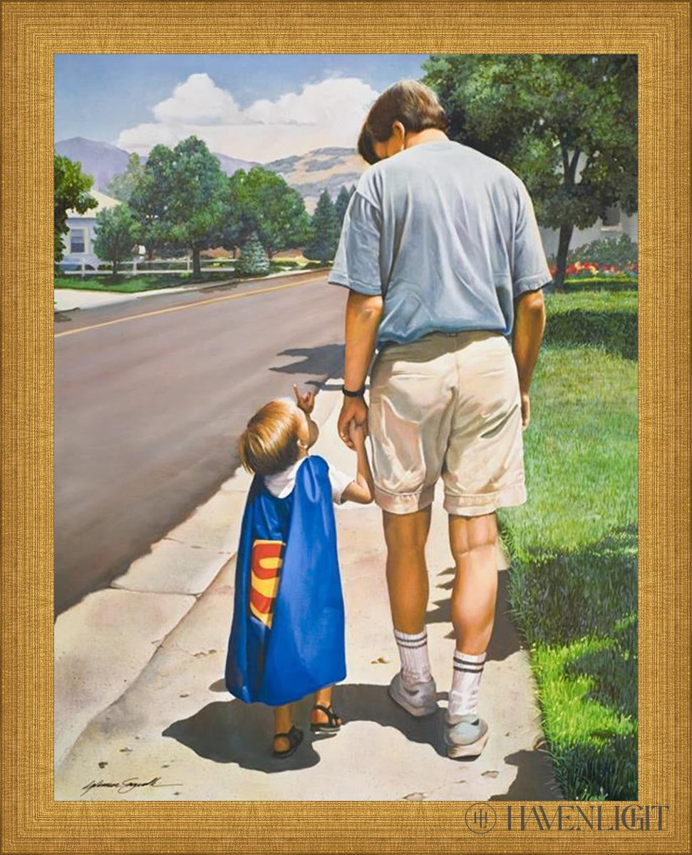 Even Superman Needs A Dad Open Edition Print / 11 X 14 Matte Gold 12 3/4 15 Art
