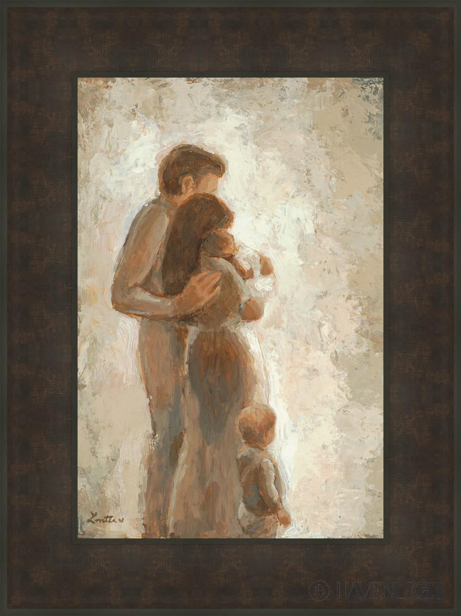 Family Looking Towards The Light Open Edition Canvas / 16 X 24 Bronze Frame 23 3/4 31 Art