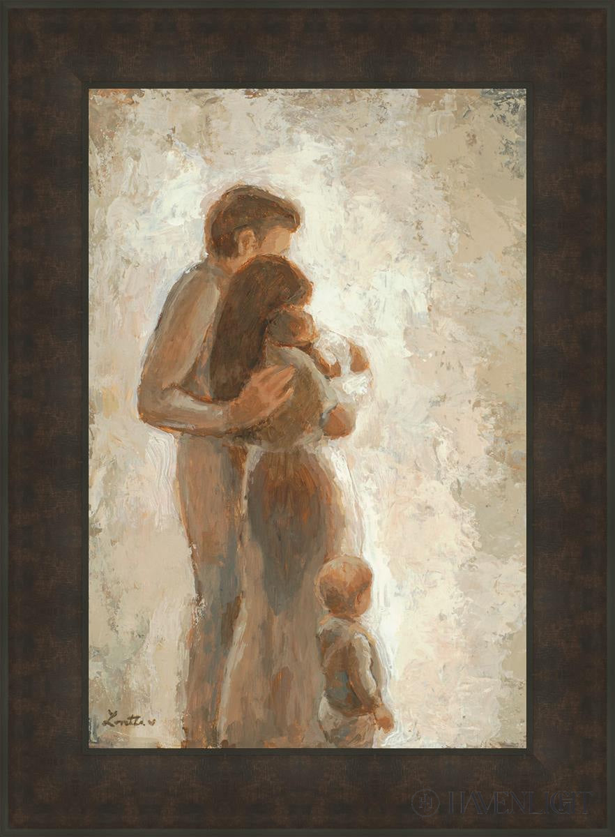 Family Looking Towards The Light Open Edition Canvas / 20 X 30 Bronze Frame 27 3/4 37 Art