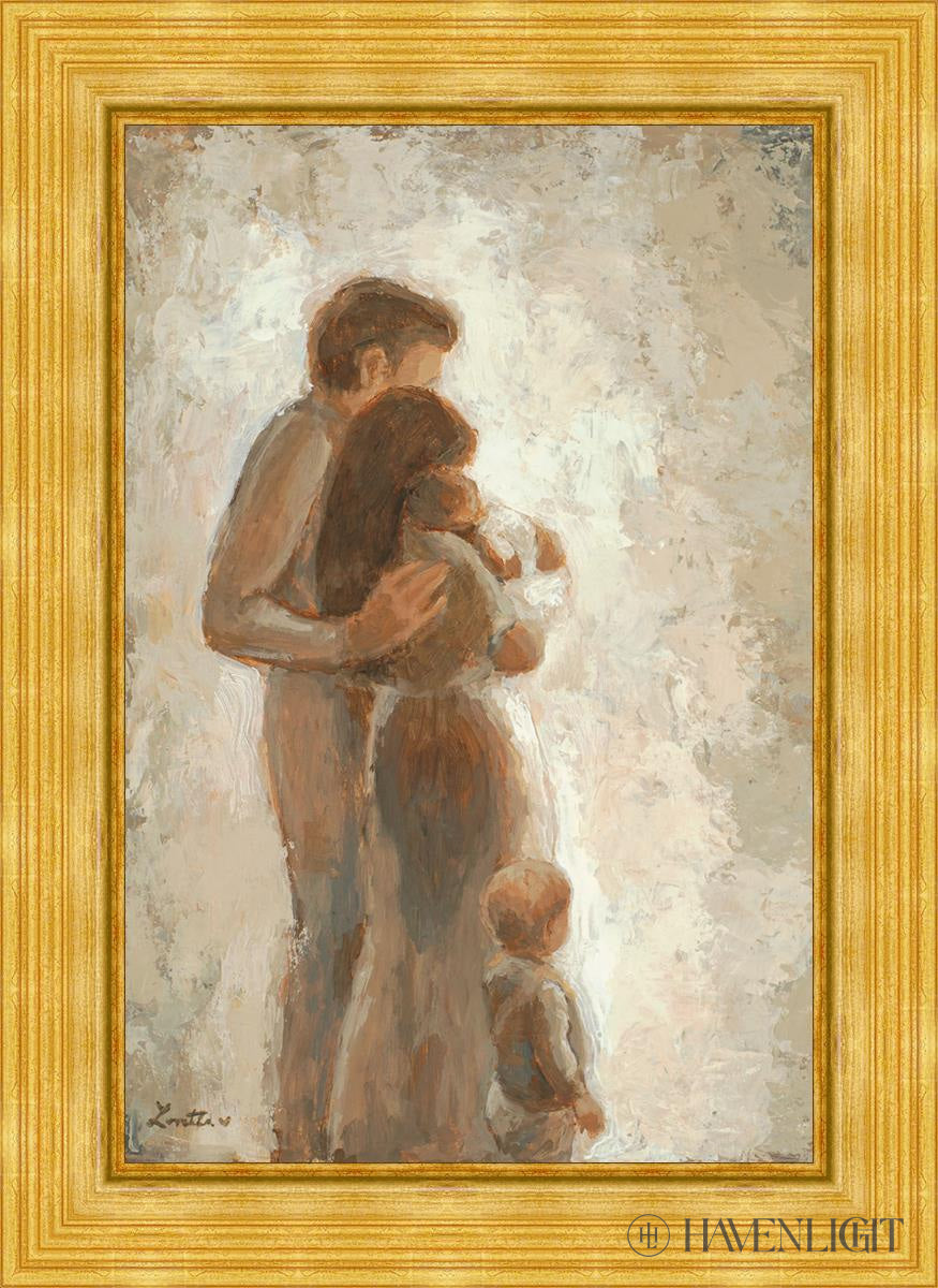 Family Looking Towards The Light Open Edition Canvas / 24 X 36 Gold Metal Leaf 32 3/8 44 Art