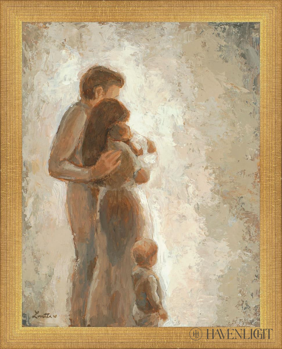 Family Looking Towards The Light Open Edition Print / 11 X 14 Matte Gold 12 3/4 15 Art