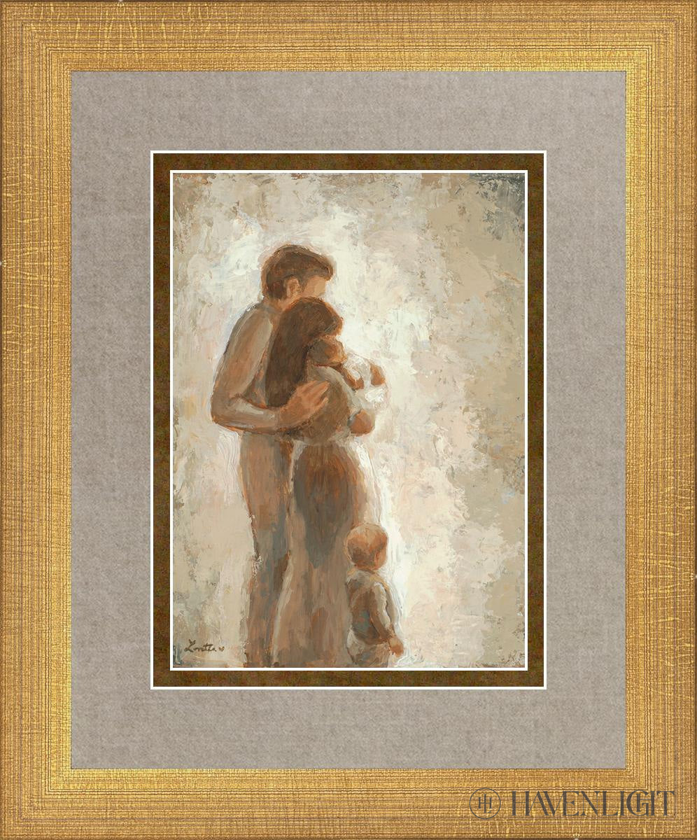 Family Looking Towards The Light Open Edition Print / 5 X 7 Matte Gold 9 3/4 11 Art