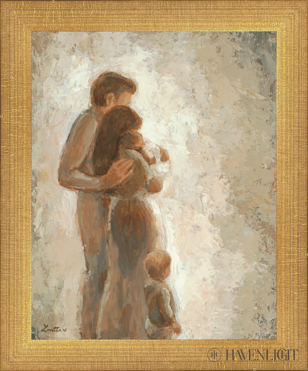 Family Looking Towards The Light Open Edition Print / 8 X 10 Matte Gold 9 3/4 11 Art