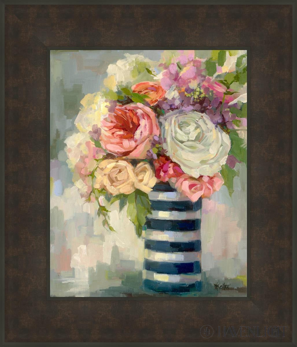 Flowers & Vase Open Edition Print / 16 X 20 Bronze Frame 23 3/4 27 Art