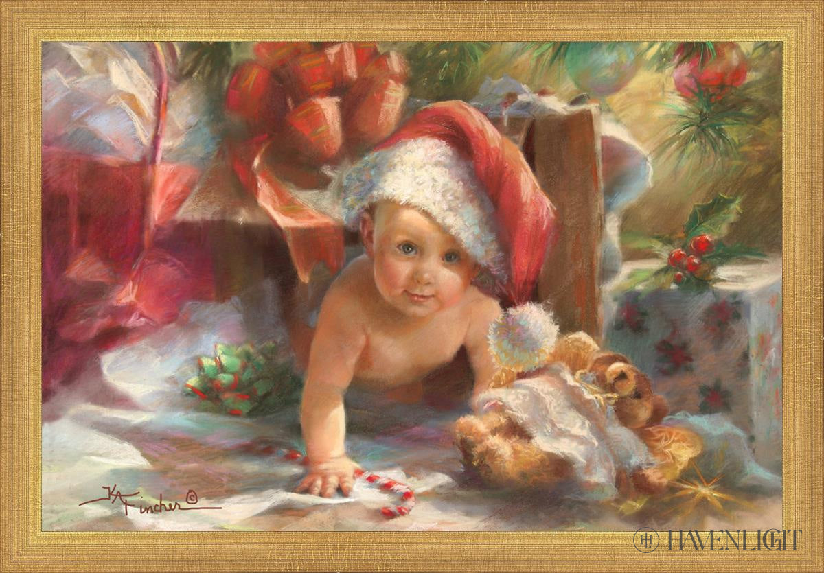 Great Box Santa Open Edition Canvas / 18 X 12 Matte Gold 19 3/4 13 Art