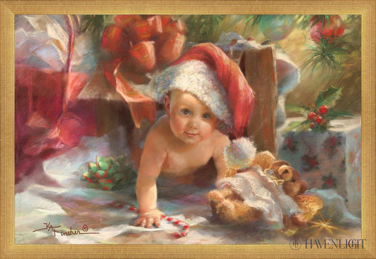 Great Box Santa Open Edition Canvas / 24 X 16 Matte Gold 25 3/4 17 Art