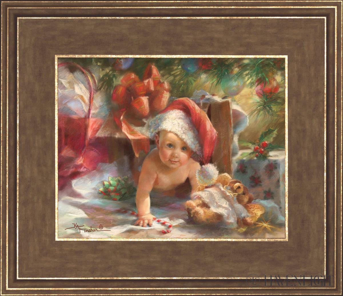 Great Box Santa Open Edition Print / 10 X 8 Gold 14 3/4 12 Art