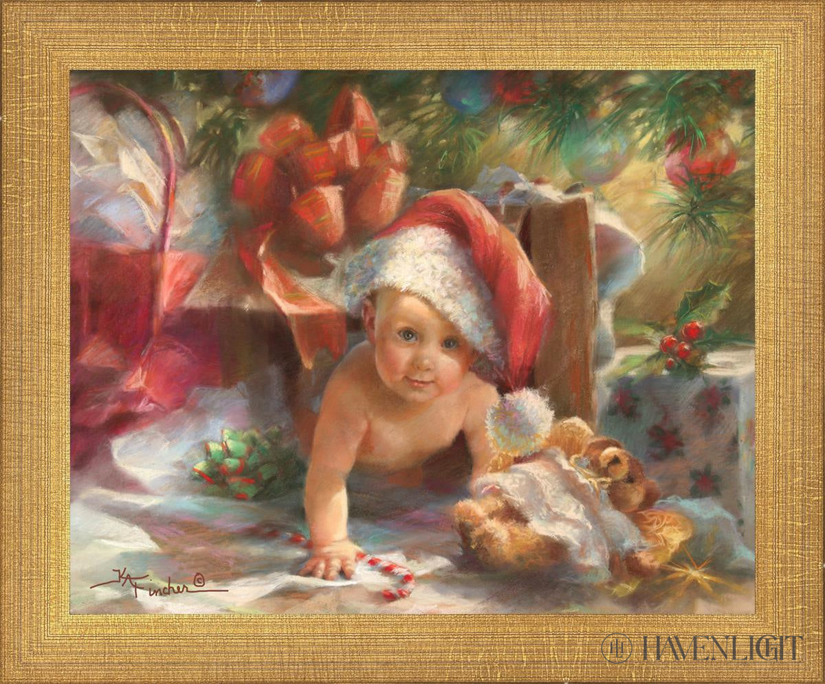 Great Box Santa Open Edition Print / 10 X 8 Matte Gold 11 3/4 9 Art