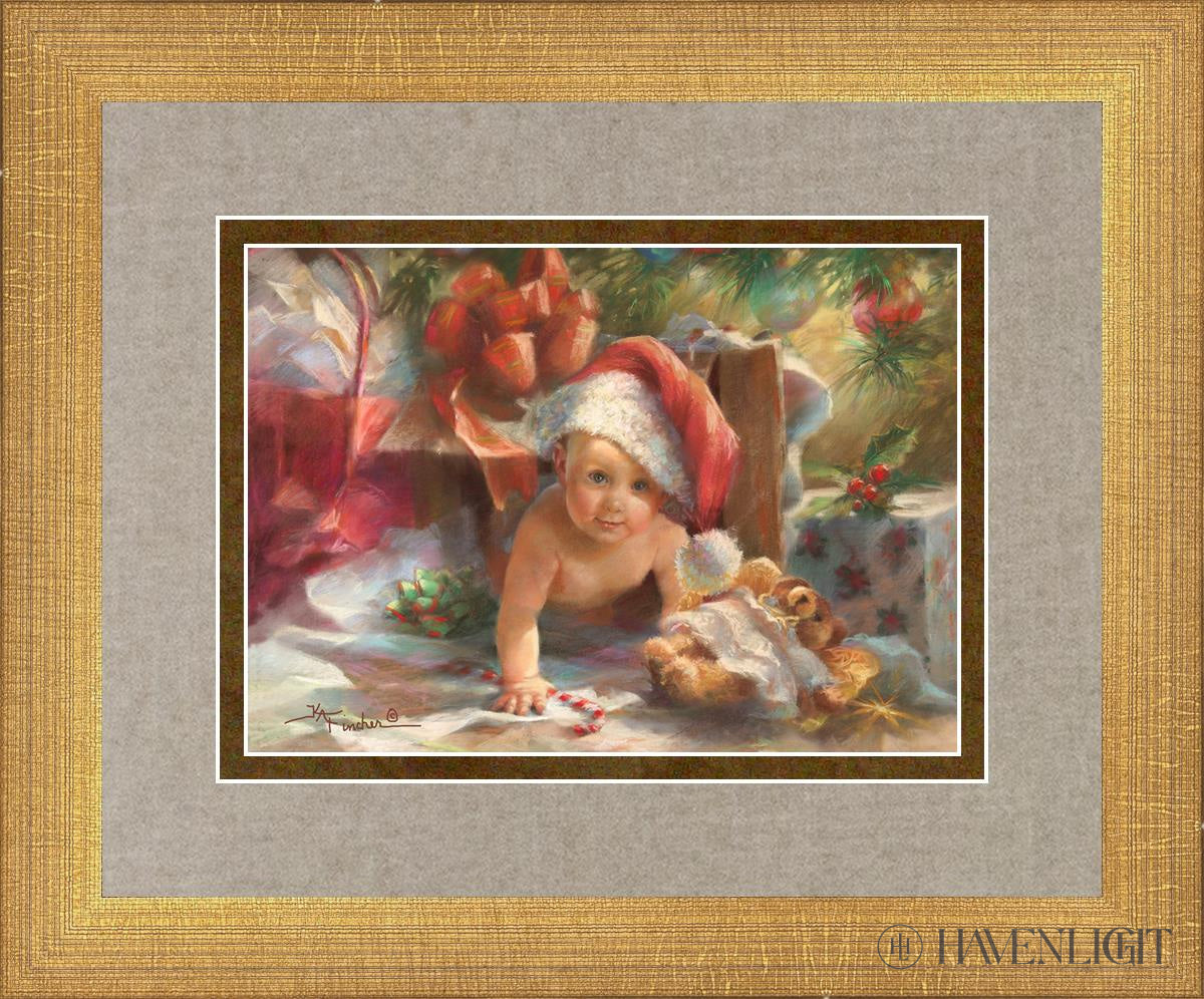 Great Box Santa Open Edition Print / 7 X 5 Matte Gold 11 3/4 9 Art