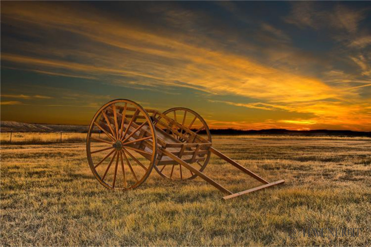 Handcart At Sunset Open Edition Canvas / 18 X 12 Rolled In Tube Art