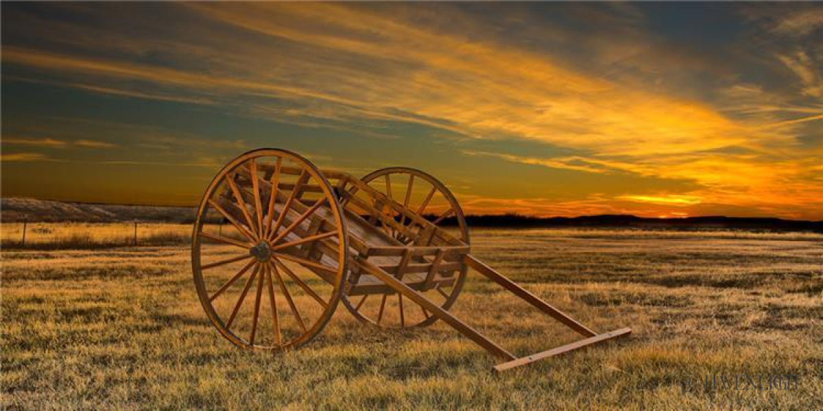 Handcart At Sunset Open Edition Canvas / 30 X 15 Rolled In Tube Art