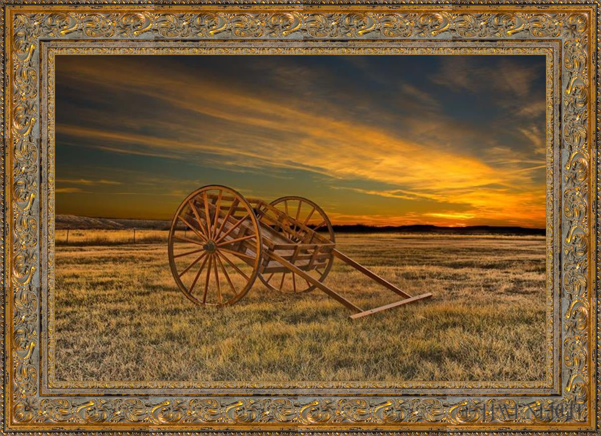 Handcart At Sunset Open Edition Canvas / 36 X 24 Gold 43 3/4 31 Art