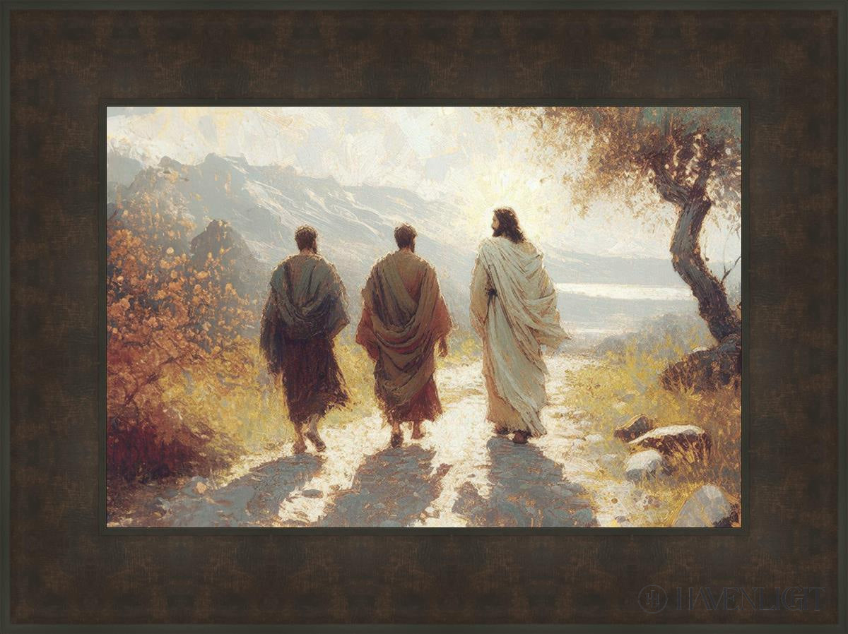 Jesus Went With Them Open Edition Canvas / 24 X 16 Bronze Frame 31 3/4 23 Art