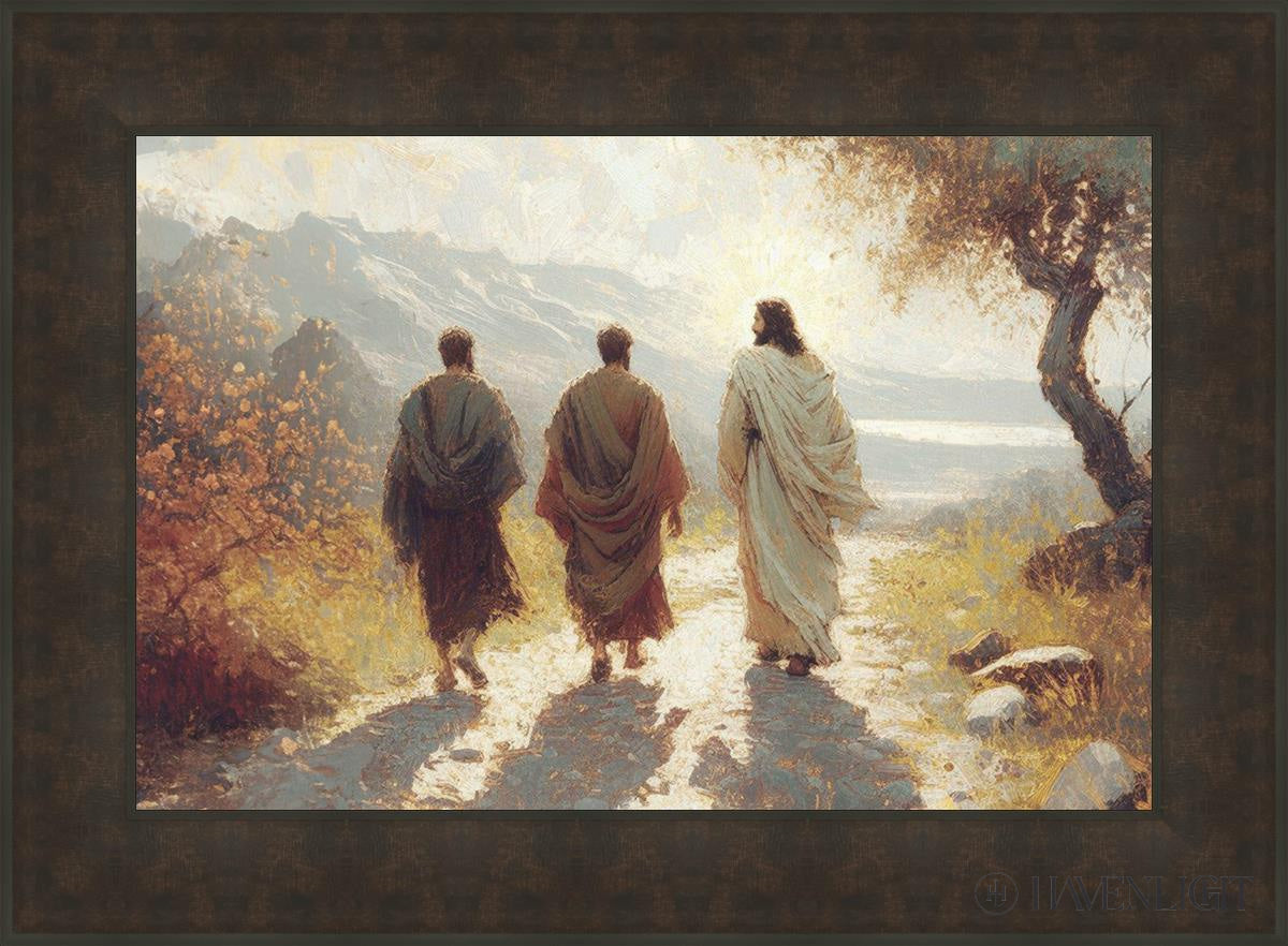 Jesus Went With Them Open Edition Canvas / 30 X 20 Bronze Frame 37 3/4 27 Art