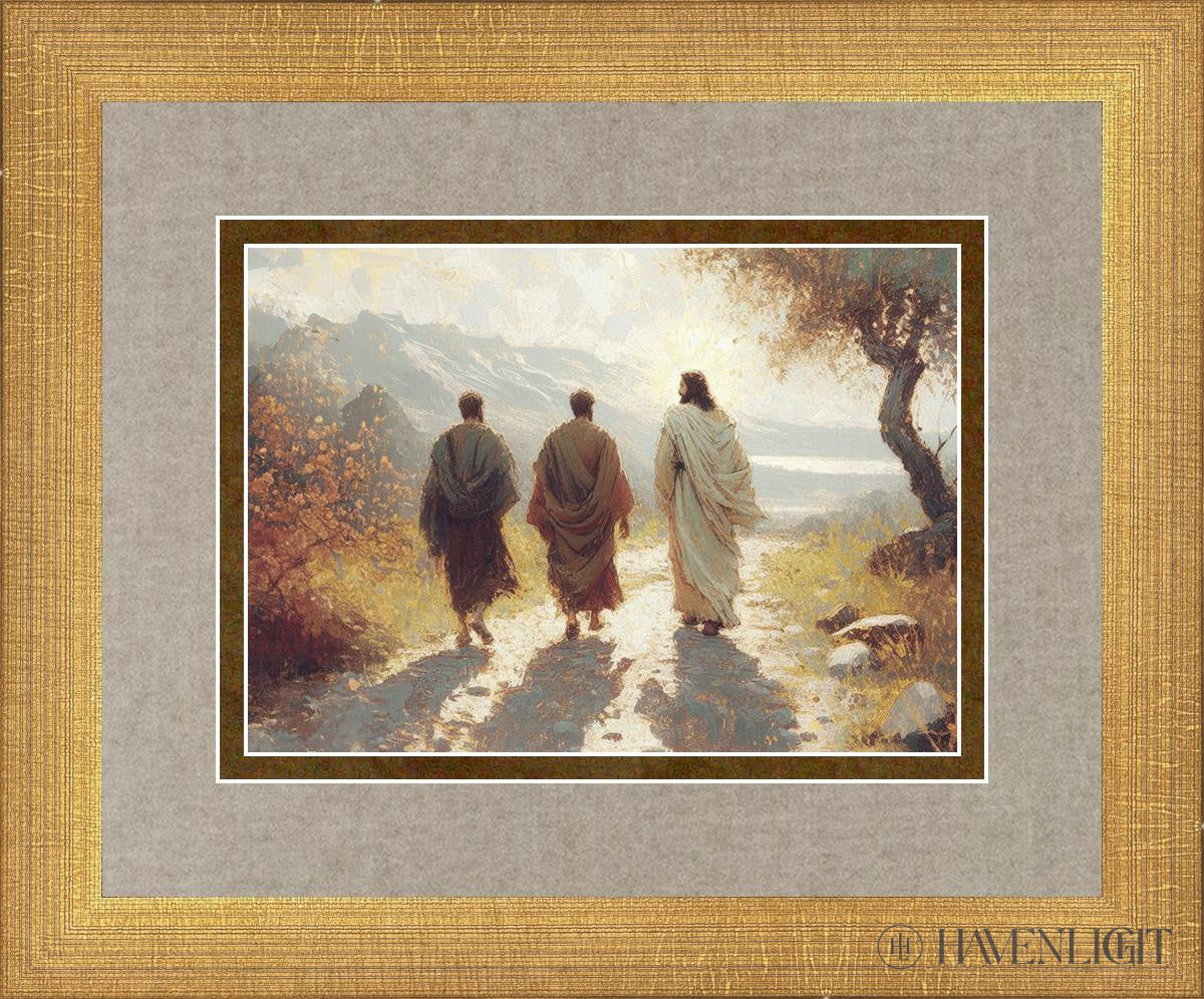 Jesus Went With Them Open Edition Print / 7 X 5 Matte Gold 11 3/4 9 Art