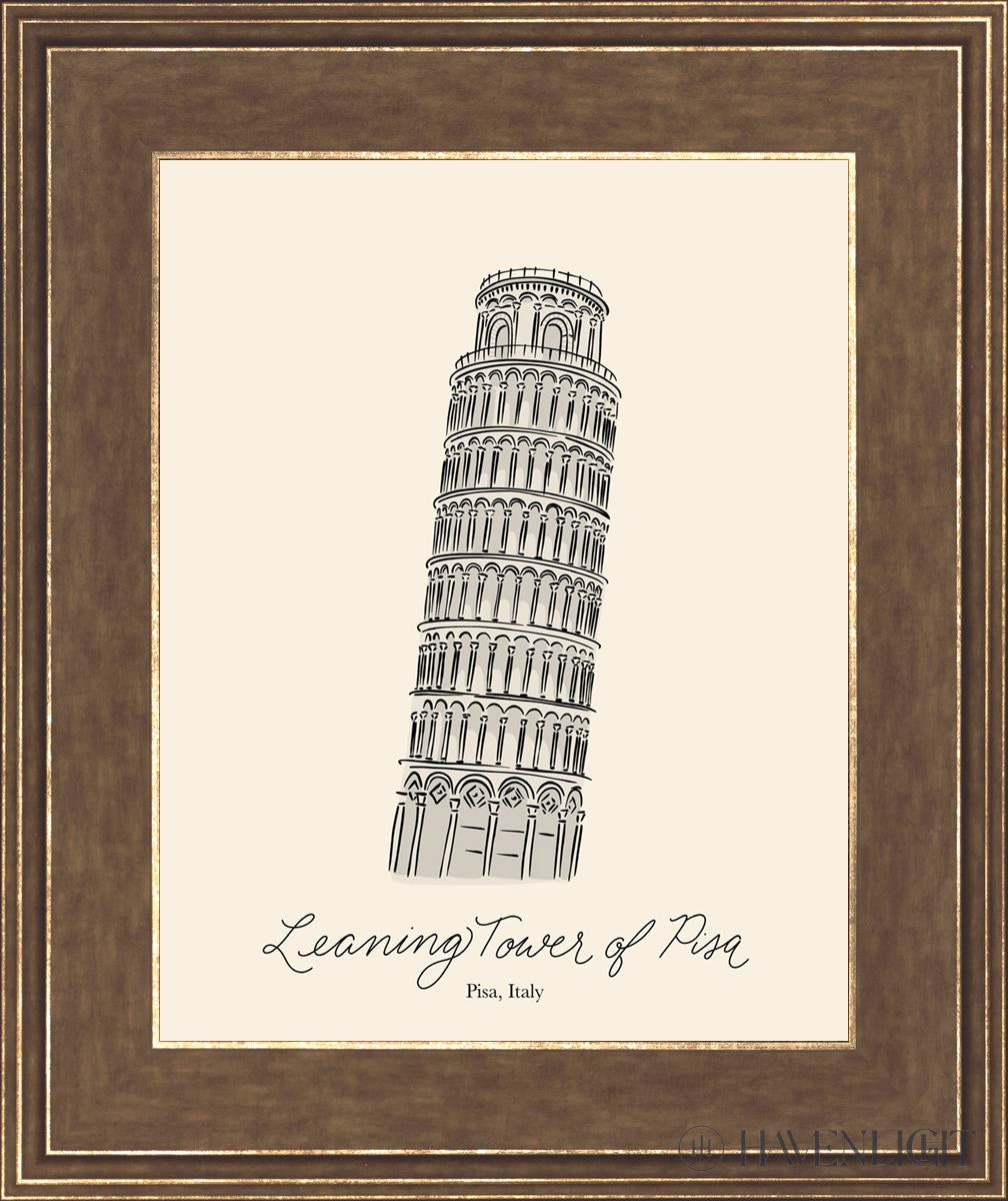 Leaning Tower Of Piza Open Edition Print / 11 X 14 Gold 15 3/4 18 Art