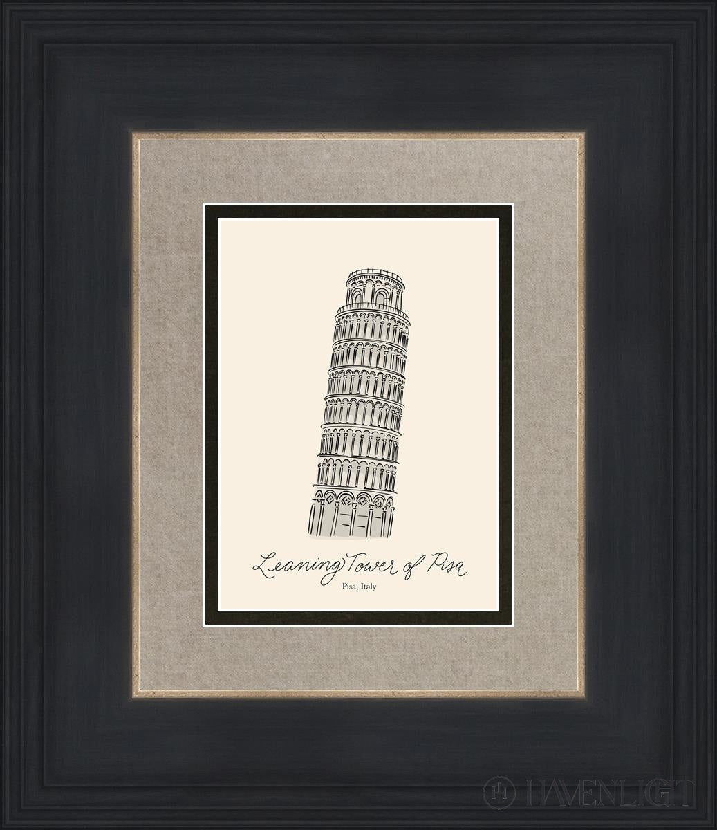 Leaning Tower Of Piza Open Edition Print / 5 X 7 Black 12 3/4 14 Art