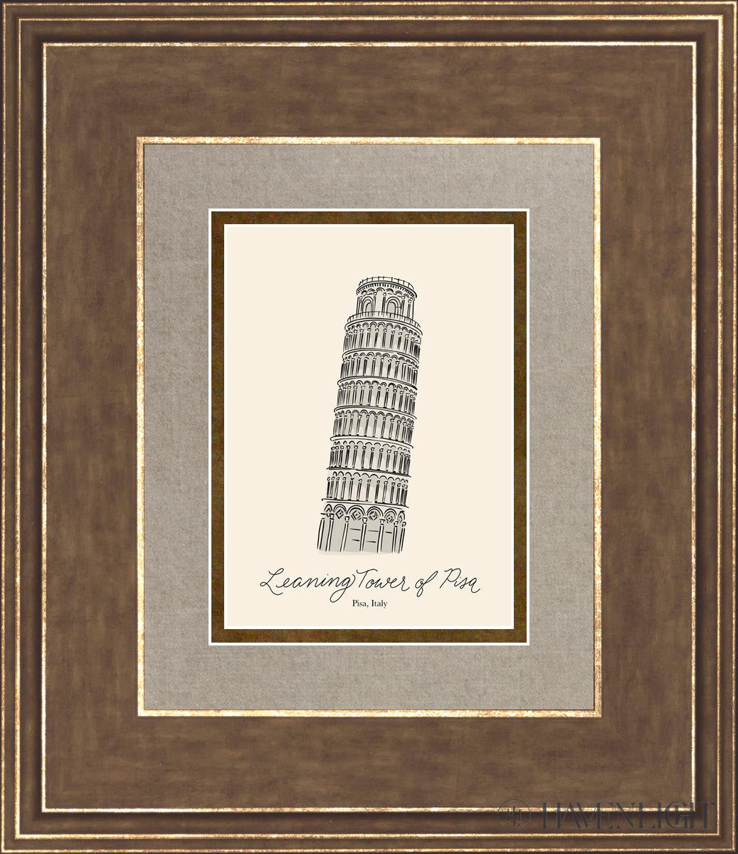 Leaning Tower Of Piza Open Edition Print / 5 X 7 Gold 12 3/4 14 Art