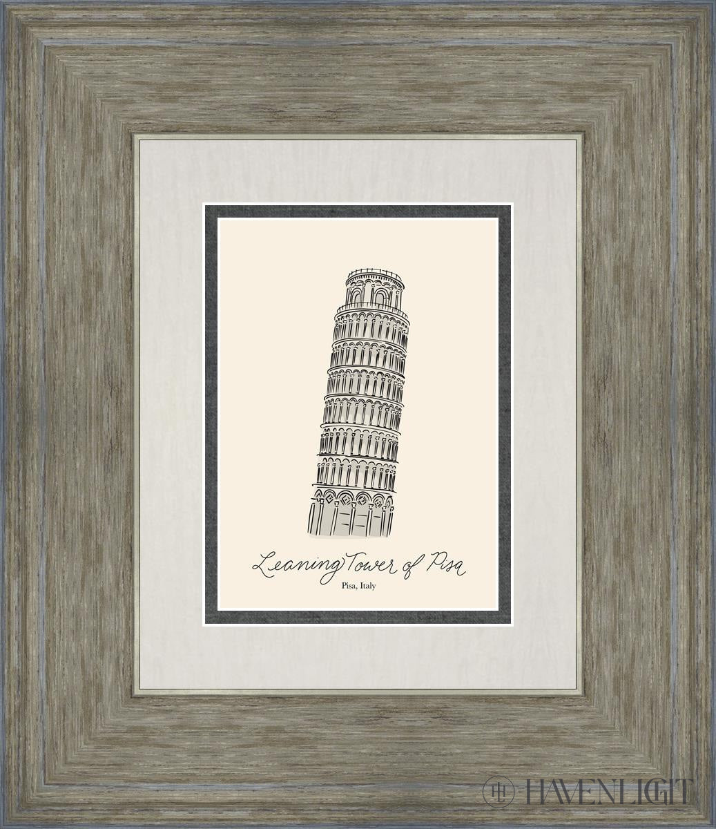Leaning Tower Of Piza Open Edition Print / 5 X 7 Gray 12 3/4 14 Art