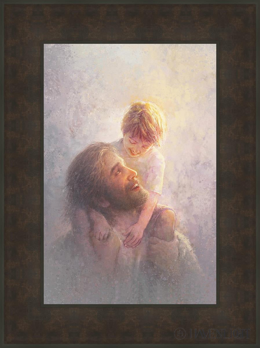 Light Upon His Shoulders Open Edition Canvas / 16 X 24 Bronze Frame 23 3/4 31 Art