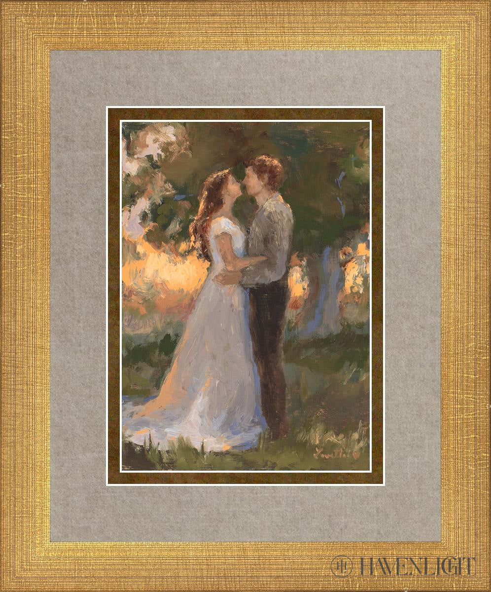 Lovers In An Evening Wood Open Edition Print / 5 X 7 Matte Gold 9 3/4 11 Art