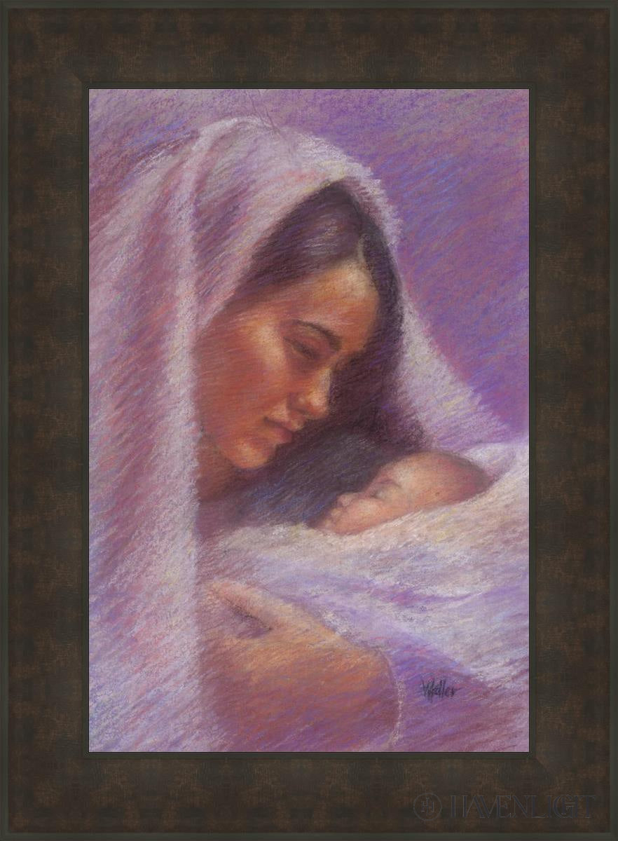 Mary & Jesus Pastel Open Edition Canvas / 20 X 30 Bronze Frame 27 3/4 37 Art