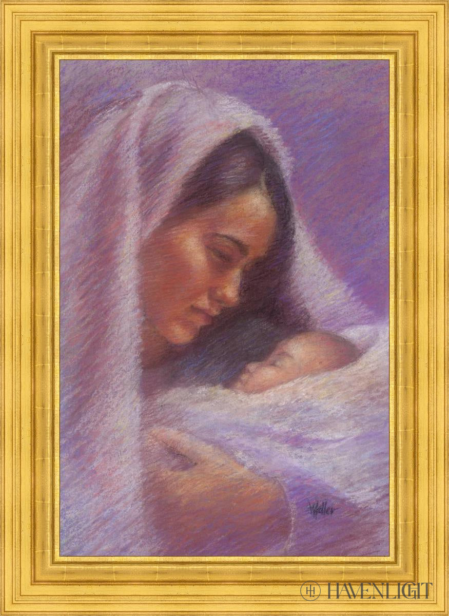 Mary & Jesus Pastel Open Edition Canvas / 24 X 36 22K Gold Leaf 32 3/8 44 Art